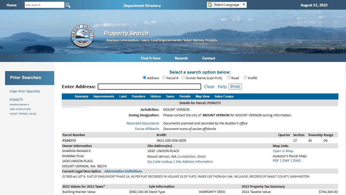 Property Search - Skagit County, Washington